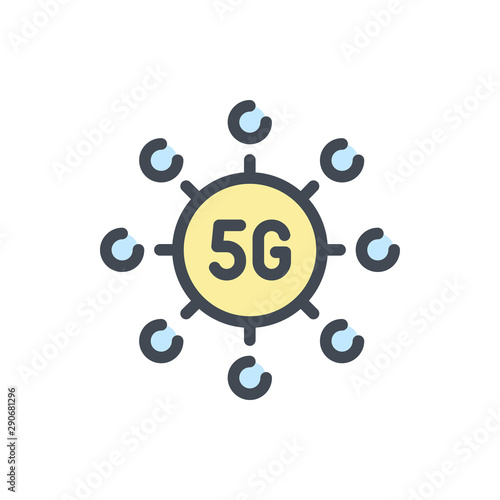 5G network connection color line icon. 5G network vector outline colorful sign.