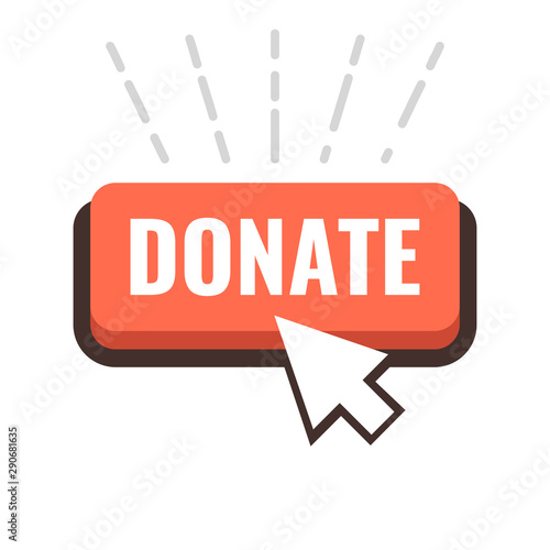 Donate button with cursor. Vector illustration.