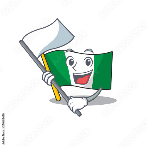 With flag nigeria flag folded in cartoon drawer