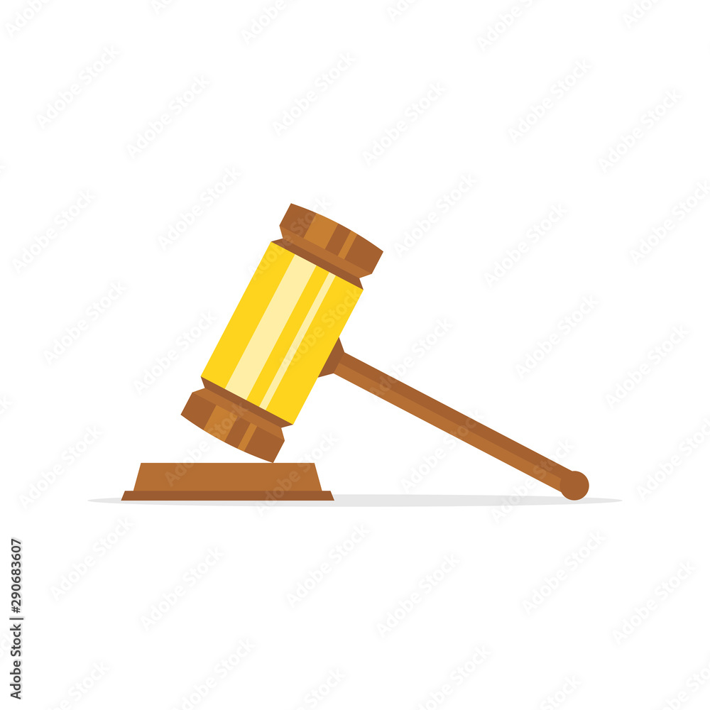 Gavel judge isolated on a colored background. Wooden gavel law concept. Flat cartoon style. Vector illustration. Gavel judge isolated on a colored background. Wooden gavel law concept. Flat cartoon style. Vector illustration.