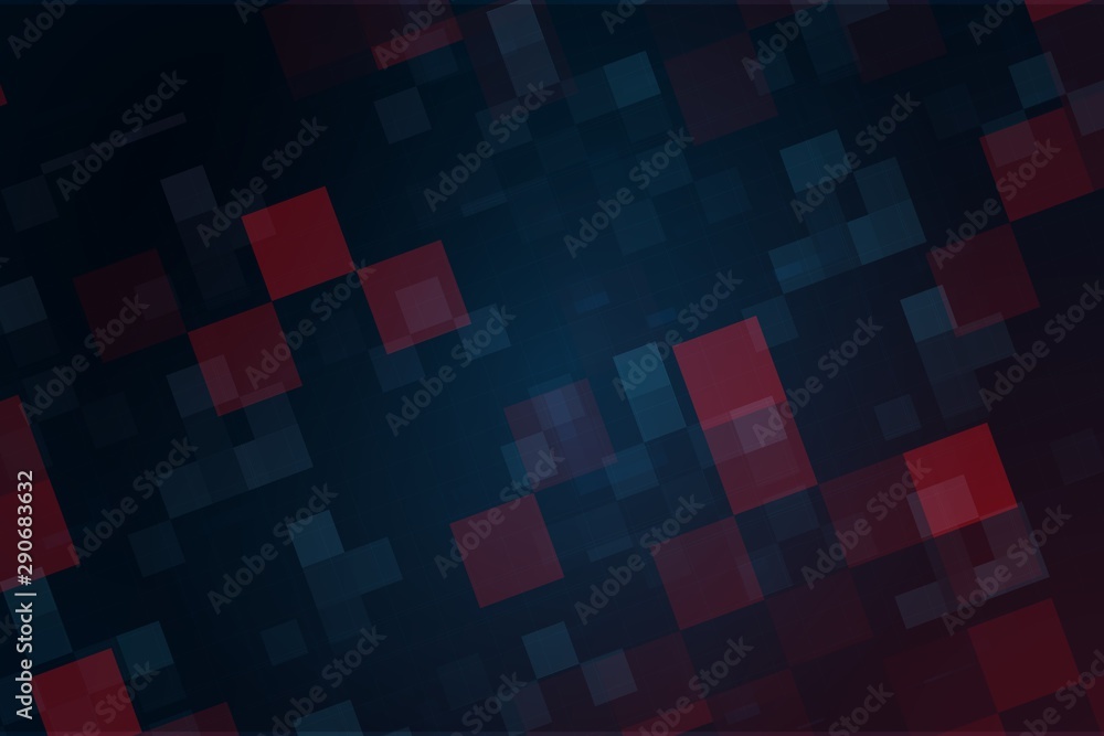 Fototapeta Red and blue technology abstract on black background, abstract digital tech texture for computer graphic website internet. copy space.