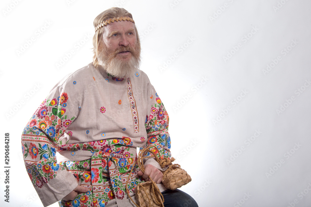 Slavic man in a beautiful national shirt
