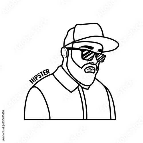 Hipster style concept. Bearded man side-view. Vector illustration.