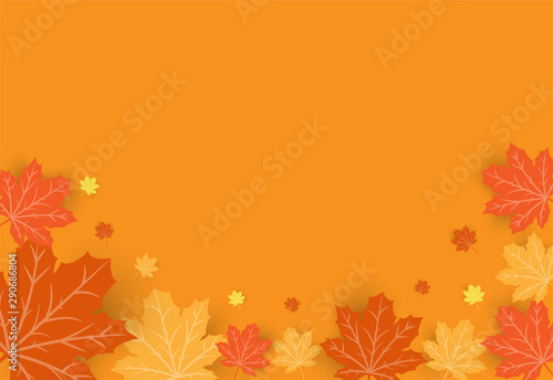 Happy Thanksgiving Day celebration card with orange maple autumn leaves vector background