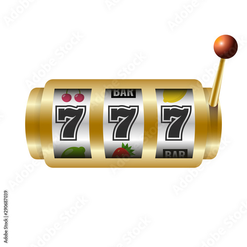 Slots 777 casino jackpot, modern light gold. Vector illustration.