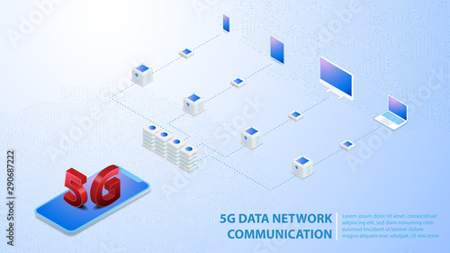 5g Data Network Communication Wireless Hi-speed Internet with circuit board is background. LTE aerial network connection, fastest internet in future