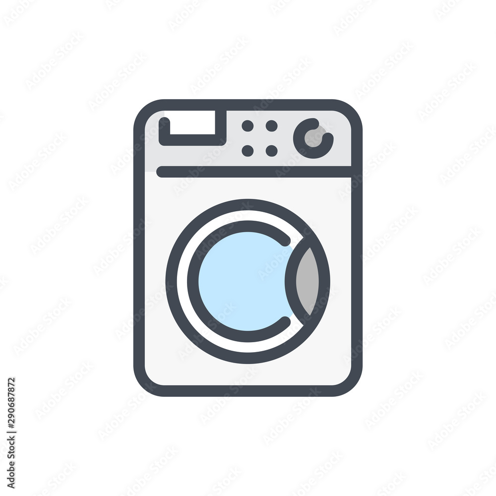 Washing machine color line icon. Washer vector outline colorful sign.