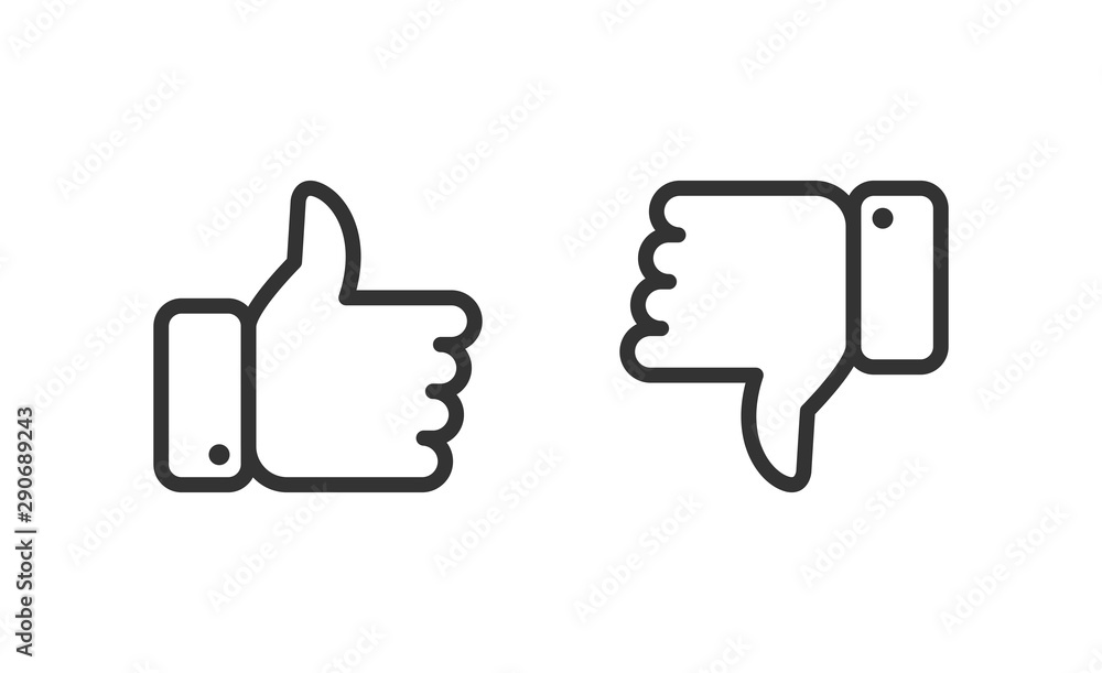 Like and dislike icons set. Thumbs up and thumbs down. Vector illustration. Like and dislike icons set. Thumbs up and thumbs down. Vector illustration.