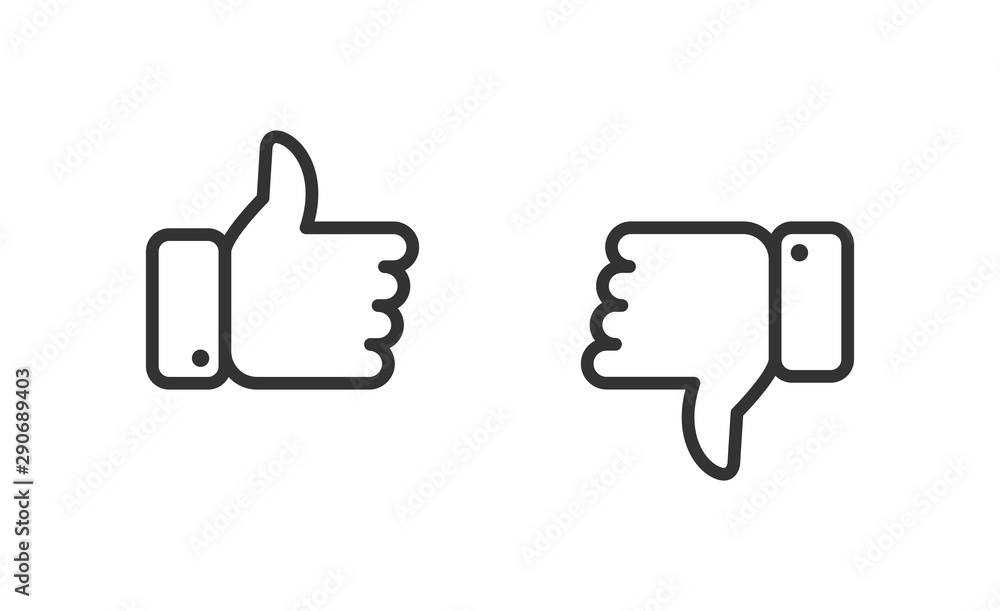 Like and dislike icons set. Thumbs up and thumbs down. Vector illustration. Like and dislike icons set. Thumbs up and thumbs down. Vector illustration.