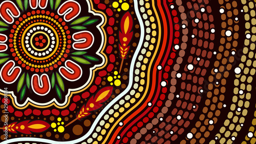 Illustration based on aboriginal style of dot background.