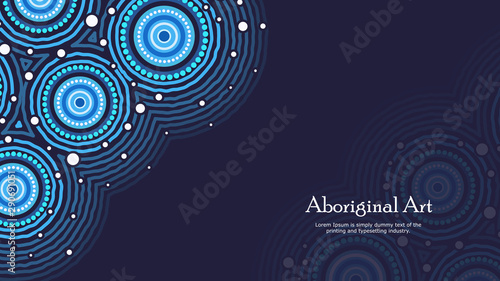 Aboriginal dot art vector banner with text.