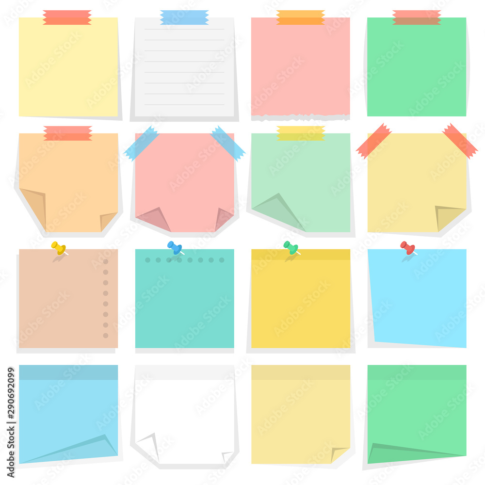 Paper notes and stickers. Vector illustration. Paper notes and stickers. Vector illustration.