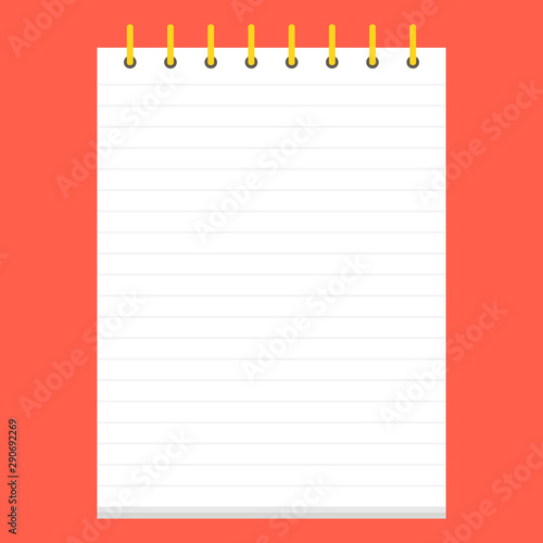 Template with spiral notebook. School notebook. Diary for business. Vector illustration.