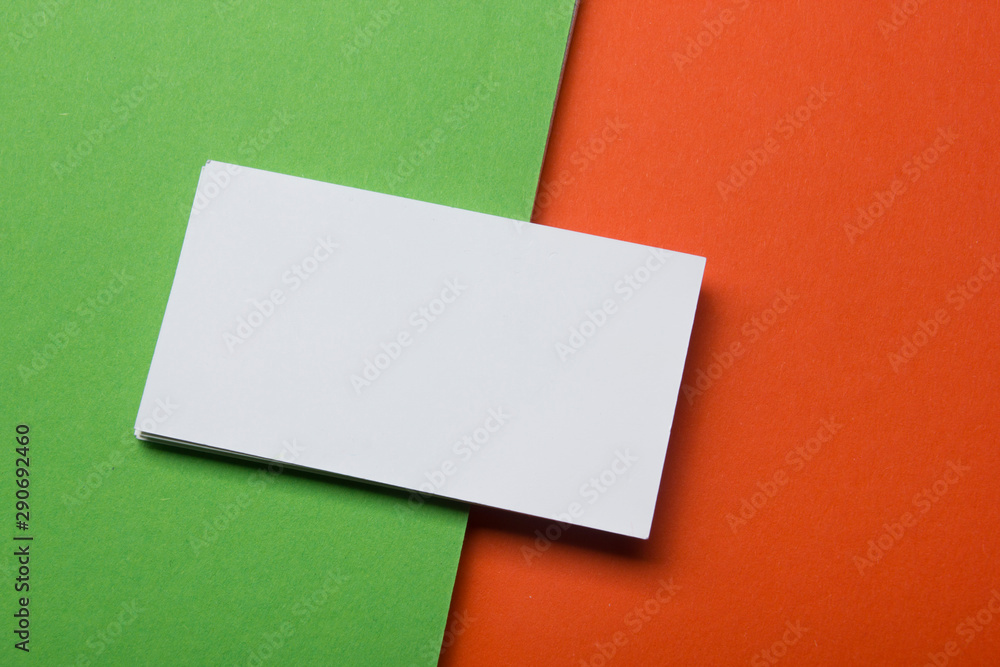 Business cards Mockup on color background. Flat Lay. copy space for text Business cards Mockup on color background. Flat Lay. copy space for text