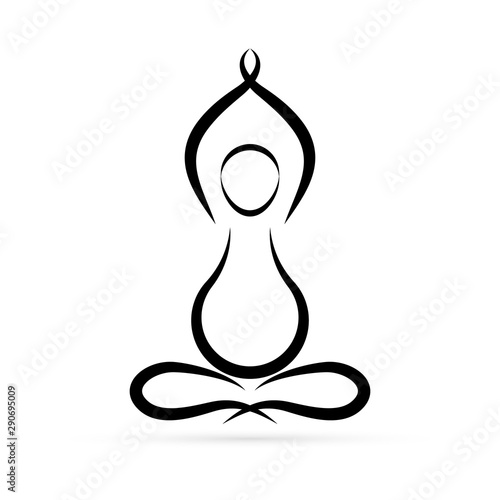 Pregnancy yoga icon. Lotus design. Silhouette woman for studio, class and school yoga. Vector Illustration.