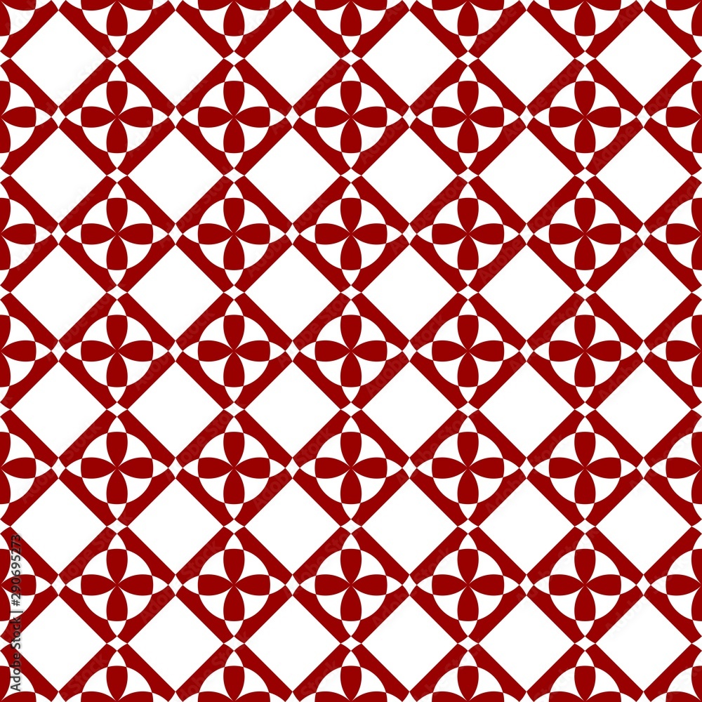 Red, and white art deco vector seamless pattern. Geometric shape multicolored elements on monochromatic background. 