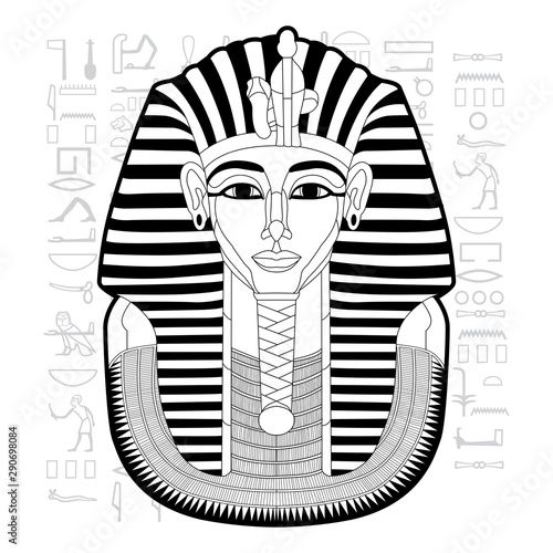 Obraz na plátně Egypt Tutankhamun Pharaoh Vector Black Illustration.eps