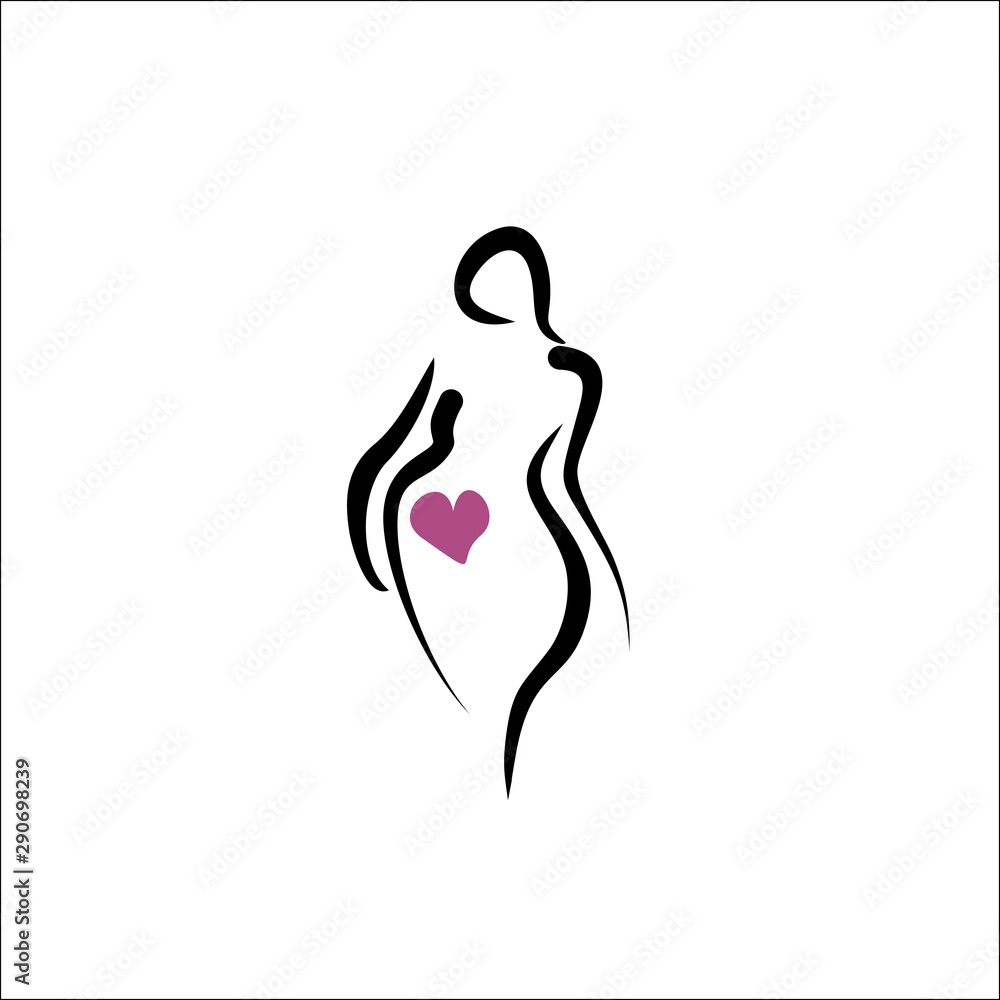 shape of a pregnant woman logo illustration
