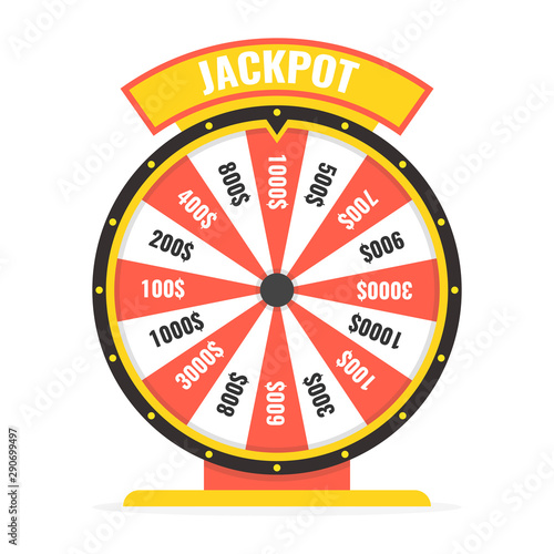 Fortune wheel in flat style. Game money, winner play luck. Vector illustration.
