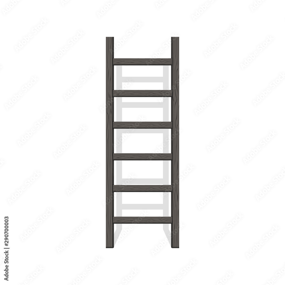 Wooden step ladder stand near white wall. Vector illustration Wooden step ladder stand near white wall. Vector illustration