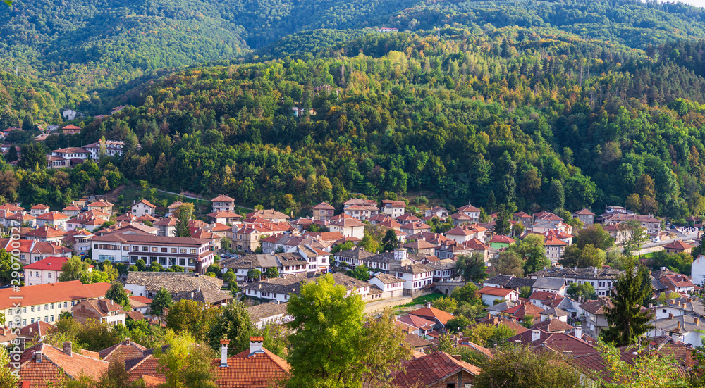Beautiful panoramic view of the old town in Tryavna, Bulgaria.