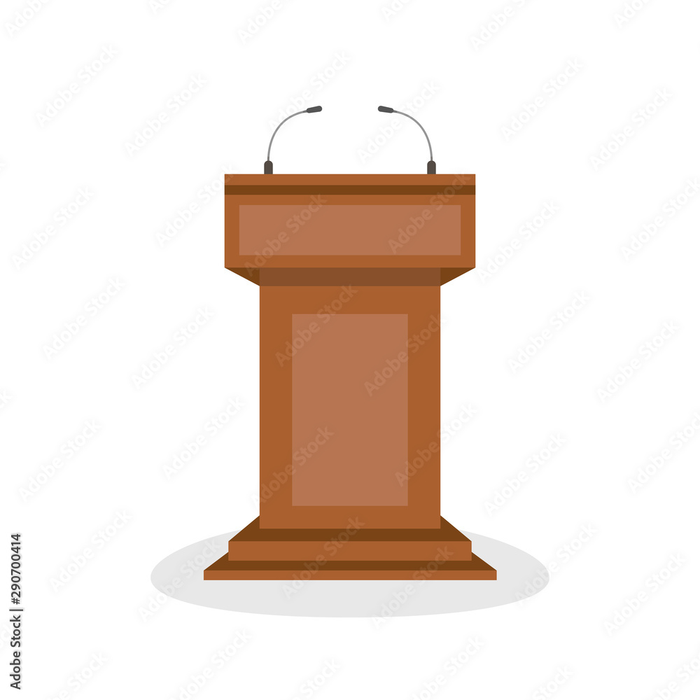 Wooden tribune isolated on white background. Vector illustration.