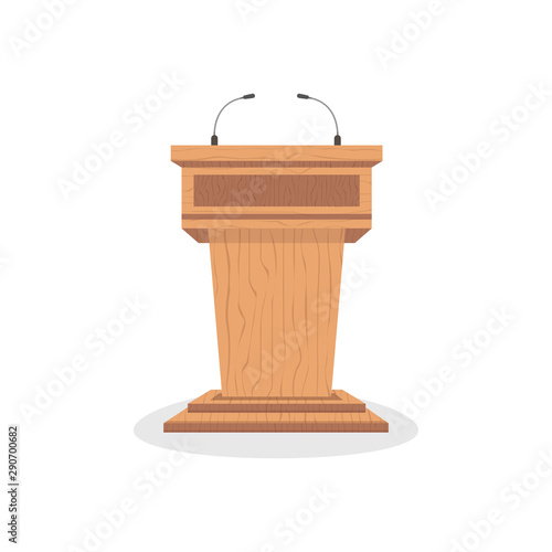 Wooden tribune isolated on white background. Vector illustration.