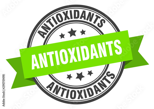 antioxidants label. antioxidants green band sign. antioxidants