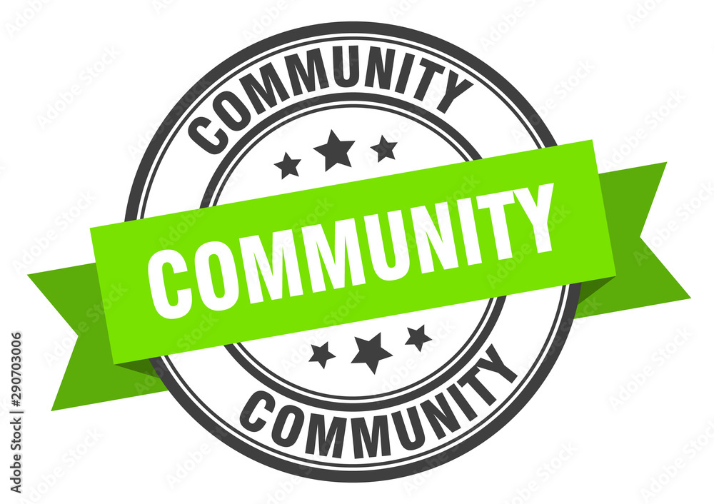 community label. community green band sign. community