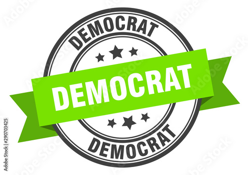 democrat label. democrat green band sign. democrat