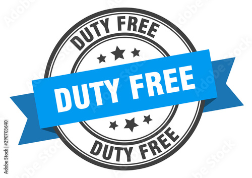 duty free label. duty free blue band sign. duty free