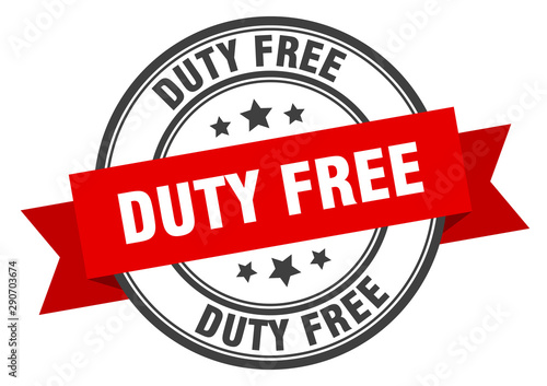 duty free label. duty free red band sign. duty free