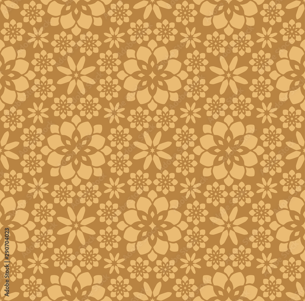 Gold Moroccan Floral Tile Seamless Pattern