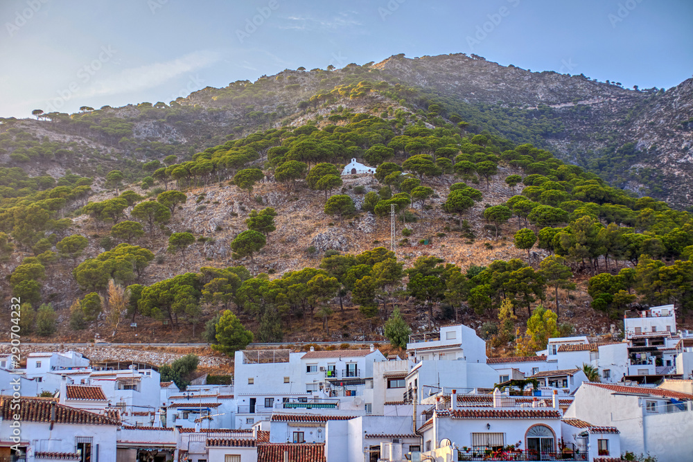 View of the Hermitage in the mountain of the town of Mijas.