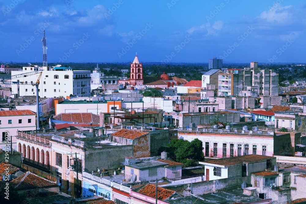 Cuba - Camaguey city. Vintage filtered colors tone.