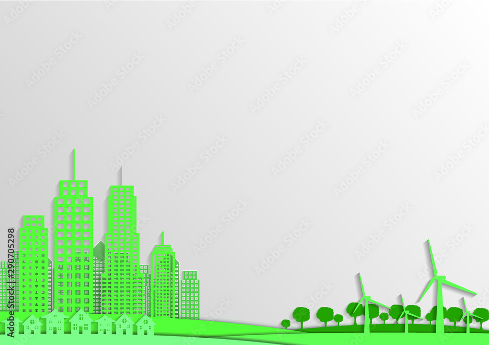 Fototapeta premium Eco city concept, Green city In the form of paper cutting