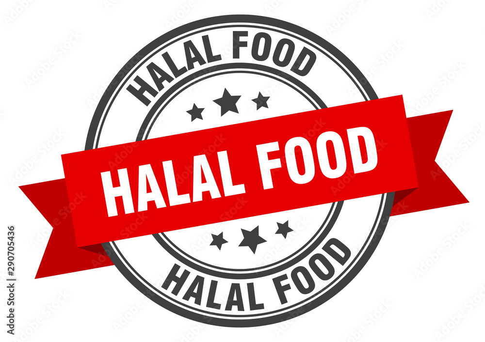 Obraz premium halal food label. halal food red band sign. halal food