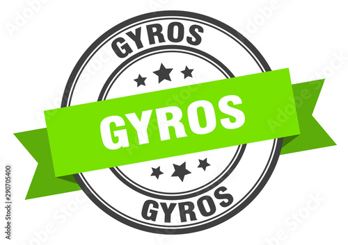 gyros label. gyros green band sign. gyros