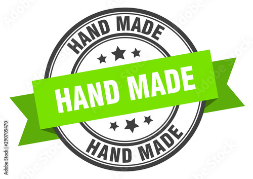 hand made label. hand made green band sign. hand made