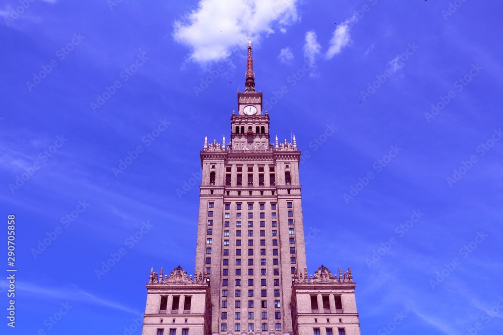 Warsaw, Poland. Filtered retro color style.