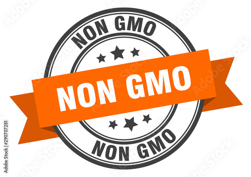 non gmo label. non gmo orange band sign. non gmo
