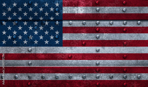 USA flag - industrial textured United States of America flag - 3D Illustration