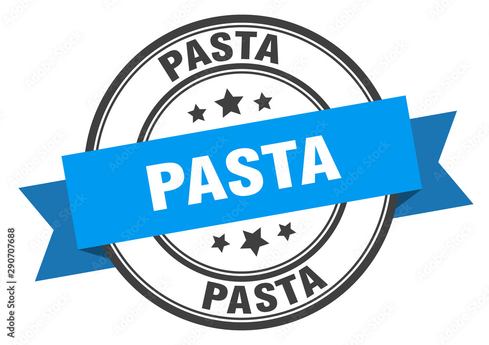 Fototapeta premium pasta label. pasta blue band sign. pasta