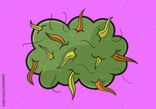 Illustration of amnesia haze bud, marijuana flower