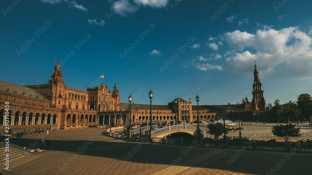Fototapeta premium Plaza de Espana, in Seville, Spain, built in 1928 for the Ibero-American Exposition of 1929