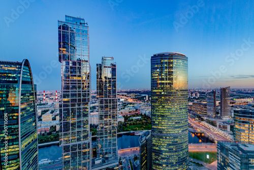  high-rise office buildings in the modern business center Moscow City © rogkoff