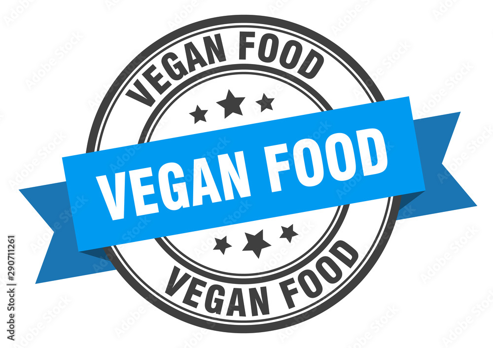 Obraz premium vegan food label. vegan food blue band sign. vegan food