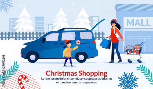 Christmas Shopping during Sale at Shop Mall Poster