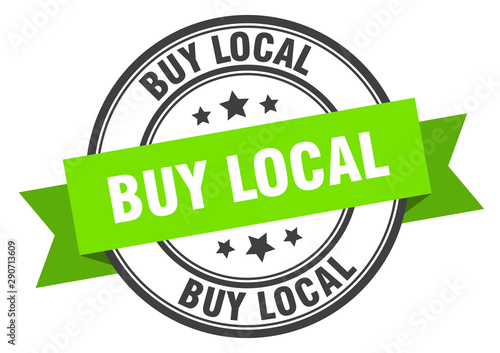 buy local label. buy local green band sign. buy local