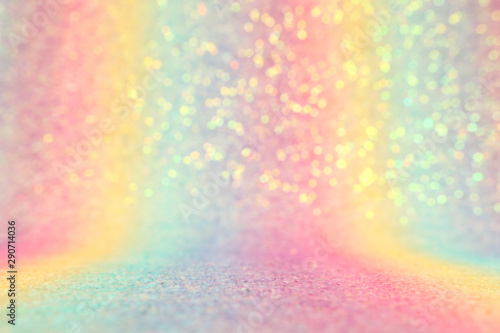 background of abstract glitter lights. multicilor blue  pink  gold  purple and mint. de focused